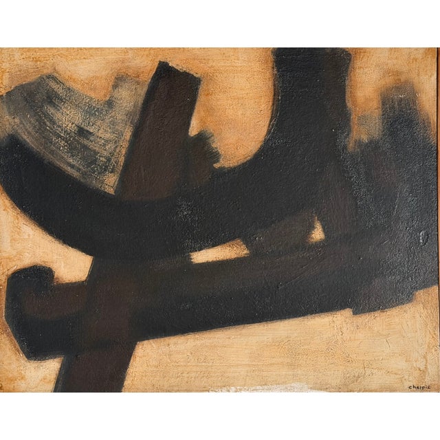 Mid-Century Modern Franz Kline Style Mid Century Modern Abstract Art Oil Painting Signed Chappie For Sale - Image 3 of 5