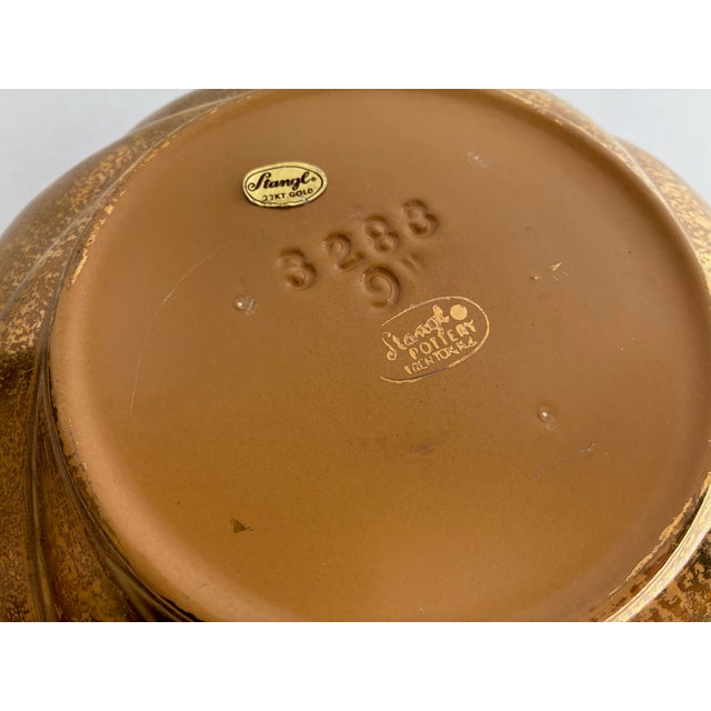 Gold Vintage Hollywood Regency Mid Century 22 Kt Gold Leaf Scalloped Bowl For Sale - Image 8 of 9