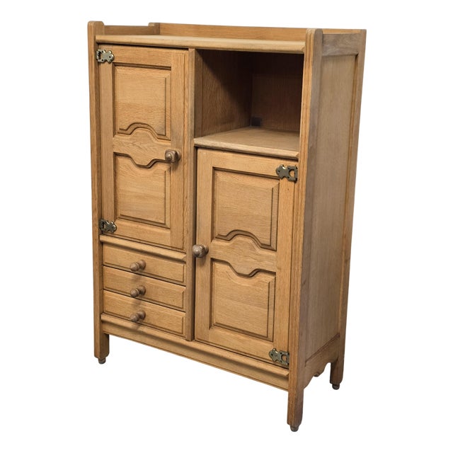 Tall Sideboard with Cupboards, Drawers and Niche by Guillerme et Chambron, 1970s For Sale