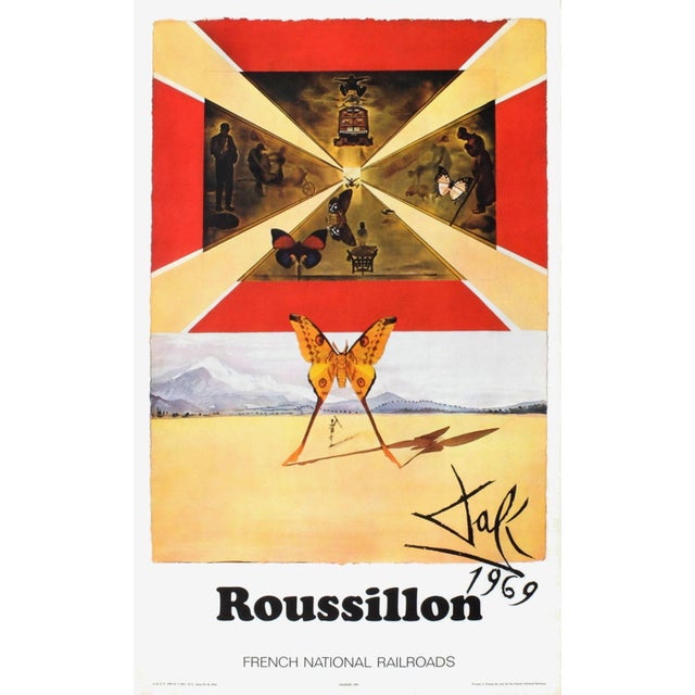 Mid-Century Modern 1969 Salvador Dali Sncf, French National Railroads : Roussillon Small Poster For Sale - Image 3 of 3