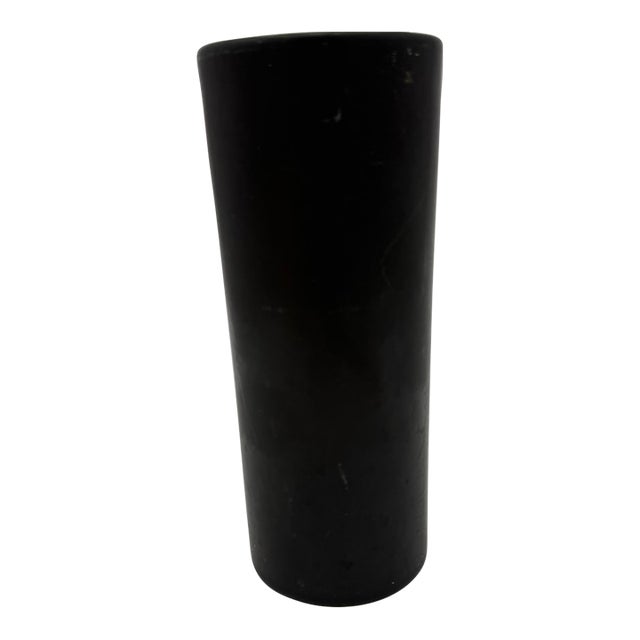 Vintage Hyalyn 314 Matte Black MCM Cylinder Vase For Sale