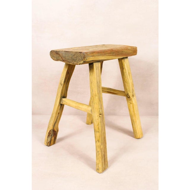 Vintage Rustic Elm Stool For Sale - Image 5 of 5