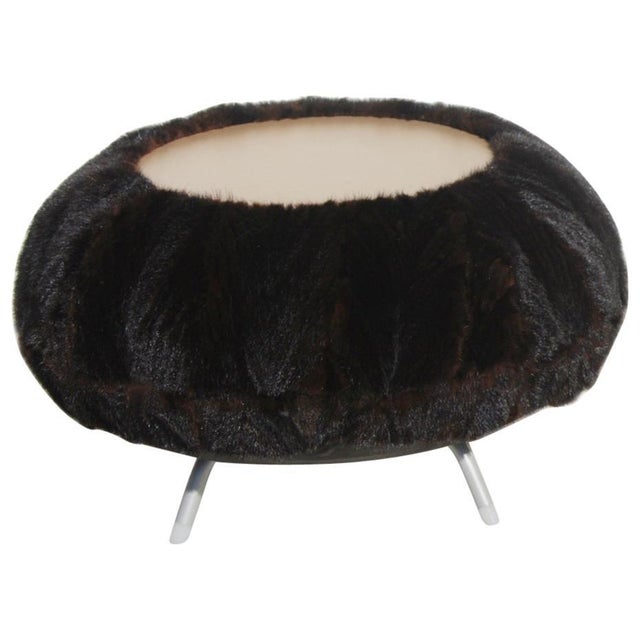 Metal Allermuir Faux Fur Table Stool For Sale - Image 7 of 7