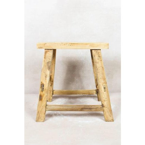 Vintage Rustic Stool in Elm For Sale - Image 5 of 5