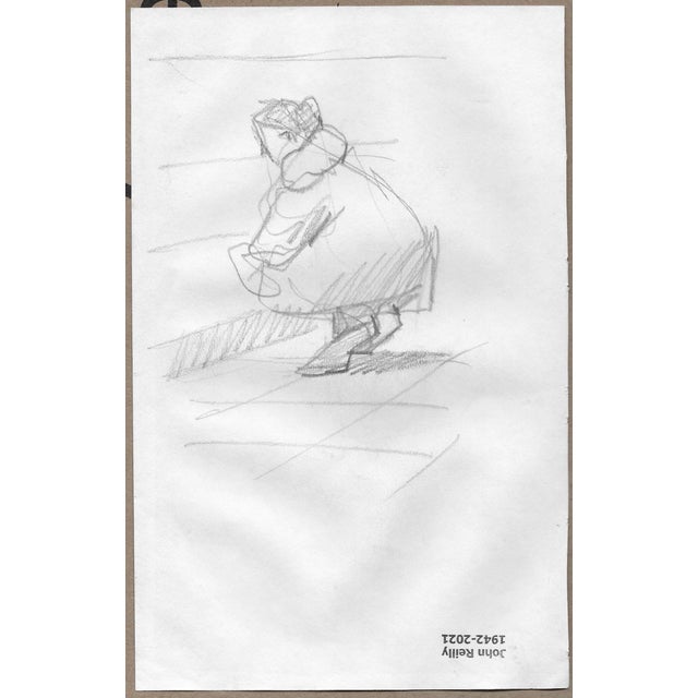 1970s double sided drawing by Pennsylvania artist John Reilly (1942-2021). Estate stamp on one side.