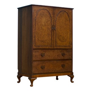 Vintage Art Deco Walnut Linen Cabinet, 1950s For Sale