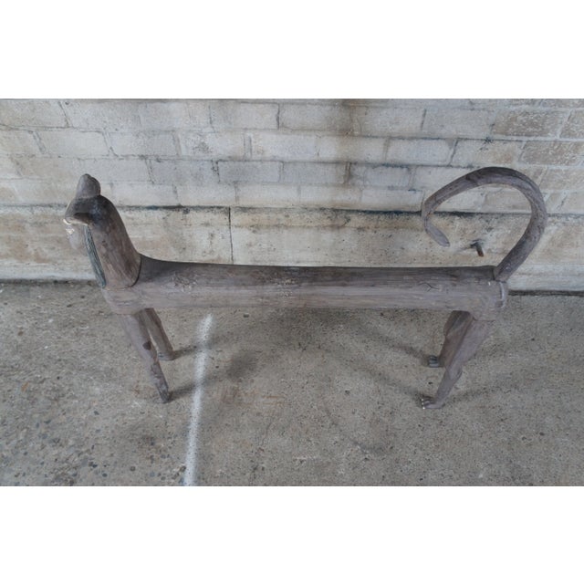 Vintage Hand Carved Egyptian Revival Folk Art Bali Cat Sculpture For Sale - Image 9 of 12