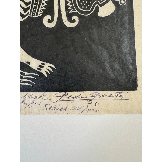 Black Signed 1970s Pedro Puerta "Dragon Number 1" 22/100 Wood Block Print For Sale - Image 8 of 12