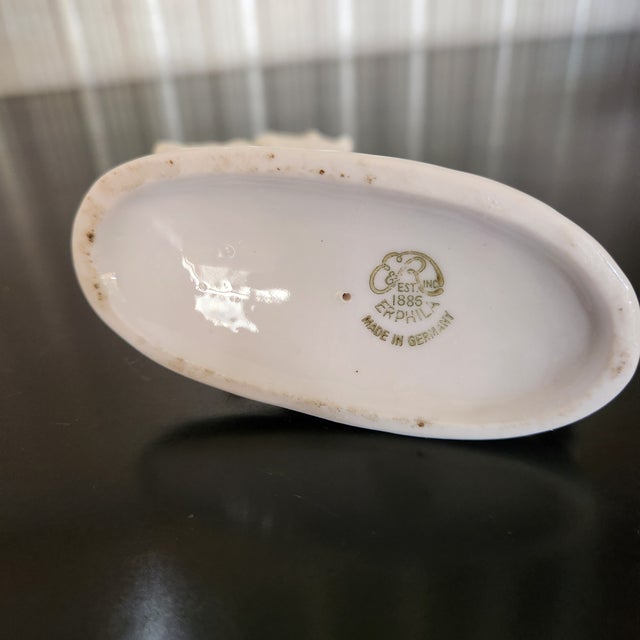 Early 20th Century Antique German Erphila White Porcelain Horse Gold Trim For Sale - Image 5 of 5