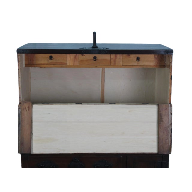 Two Part Dark Brown Antique Korean Cabinet Chest For Sale - Image 10 of 13