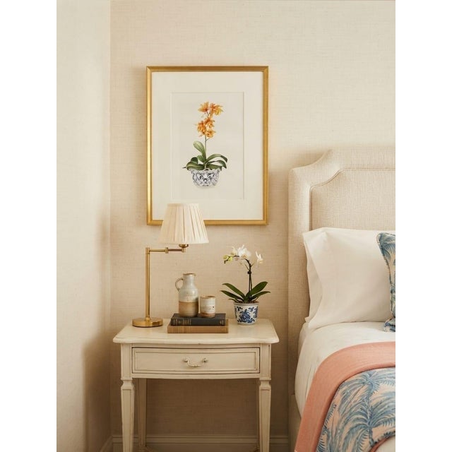 Vintage Framed Botanical Art Print: Orange Orchid in Chinoiserie Porcelain Planter For Sale - Image 12 of 12