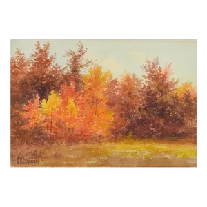Late 19th Century Charles Sanderson Vermont Autumn Landscape Watercolor Painting