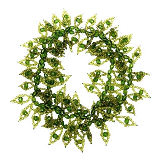 Vintage Coppola E Toppo Chartreuse Kelly Green Beaded Wrap Necklace Italian For Sale