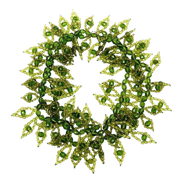 Vintage Italian Coppola E Toppo Chartreuse Kelly Green Beaded Wrap Necklace, 1993 For Sale