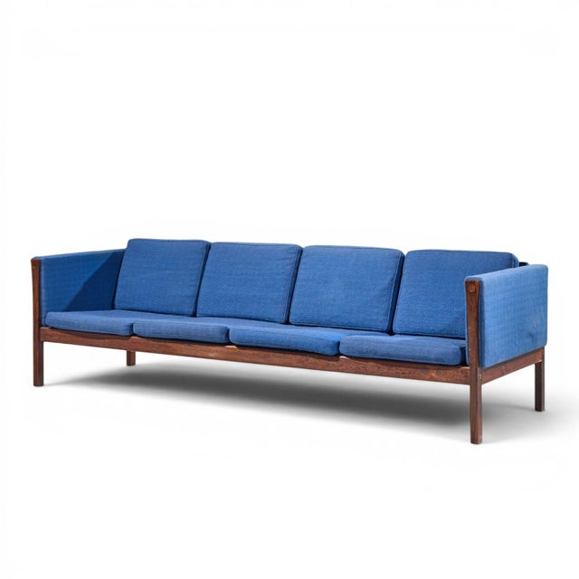 Mid-Century Modern Hans Wegner for Ap Stolen Ap62 Mid Century Rosewood 4 Seater Sofa For Sale - Image 3 of 9