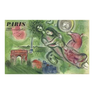 1964 Marc Chagall 'Romeo and Juliette' Modernism Green France Lithograph
