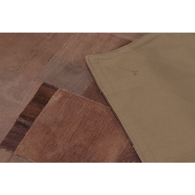 Textile Vintage Turkish Rug in Brown With Geometric Patchwork Composition - Rug & Kilim For Sale - Image 7 of 9