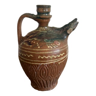 Antique Zoomorphic Earthenware Ewer, Southern France/Northern Italy, 19th Century For Sale