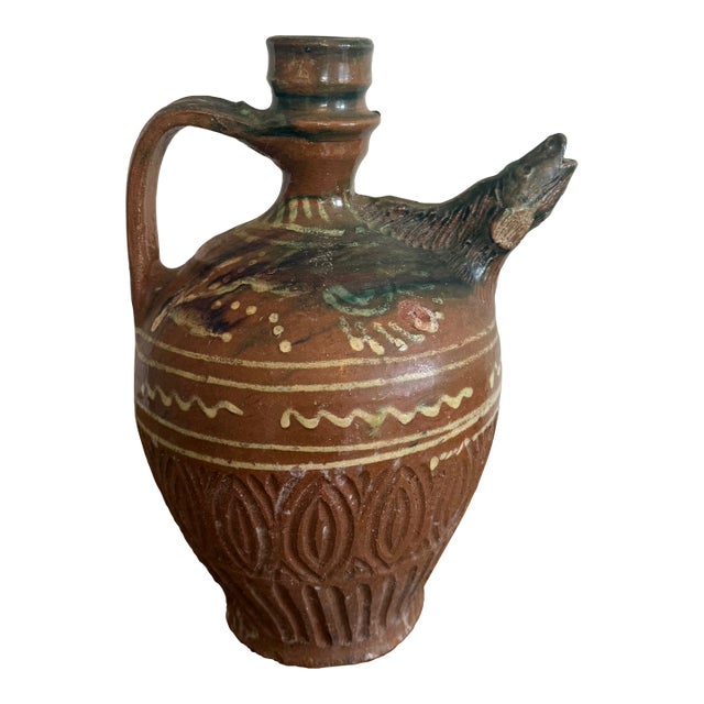 Antique Zoomorphic Earthenware Ewer, Southern France/Northern Italy, 19th Century For Sale