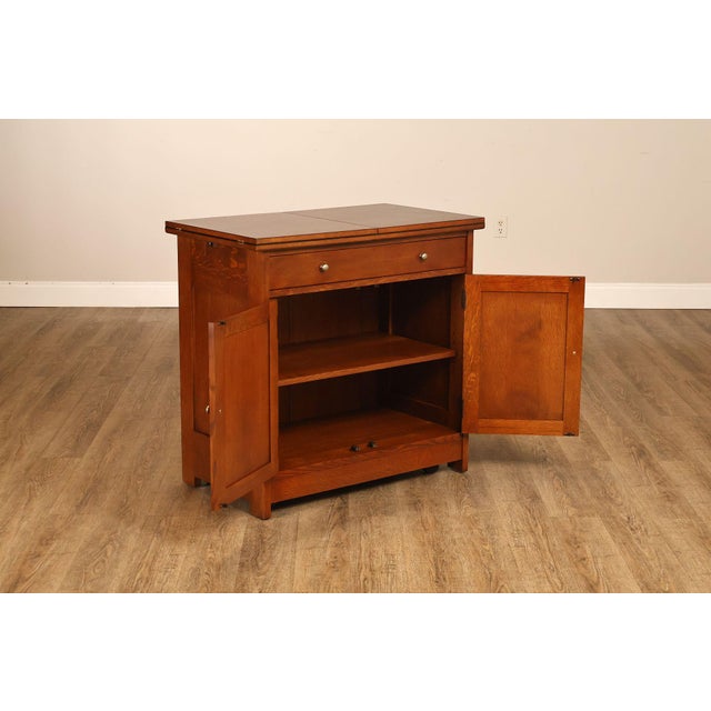 Wood Stickley Mission Collection Oak Harvey Ellis Inlaid Server For Sale - Image 7 of 18