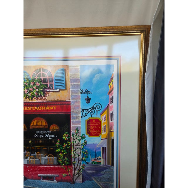 Wood Arkady Ostritsky Tulipe Rouge Hand Signed Limited Edition 28/50 Hand Embellished Serigraph For Sale - Image 7 of 14