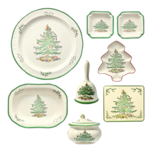 Spode “Christmas Tree” 8-Piece Ceramic Dinnerware Serving Hostess Set