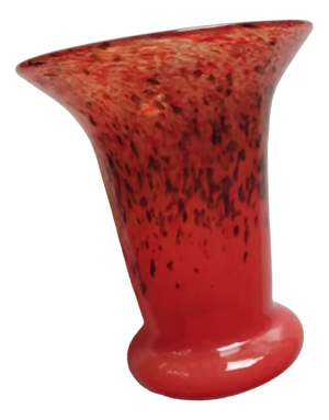 Scottish Orange Art Glass Vase with Gilt Aventurines from Vasart, 1950s