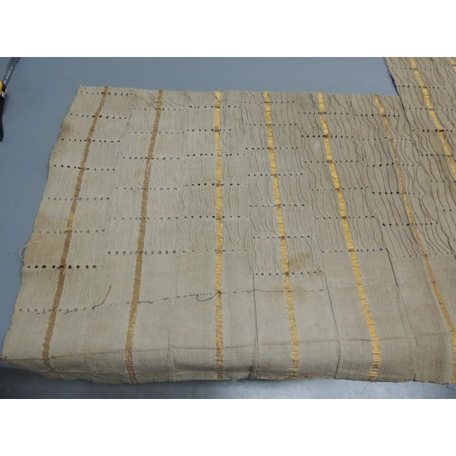 Vintage Tan and Gold African Woven Textile Fragment For Sale - Image 4 of 6