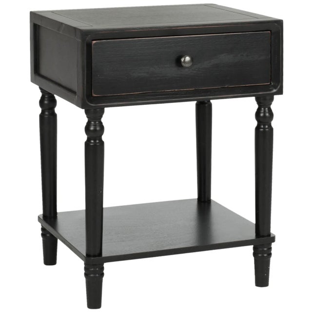 Campbell Nightstand With Storage Drawer in Black Chairish