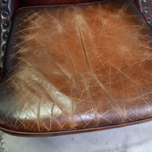 Cowhide Leather Library Armchair, 1960s For Sale - Image 12 of 17