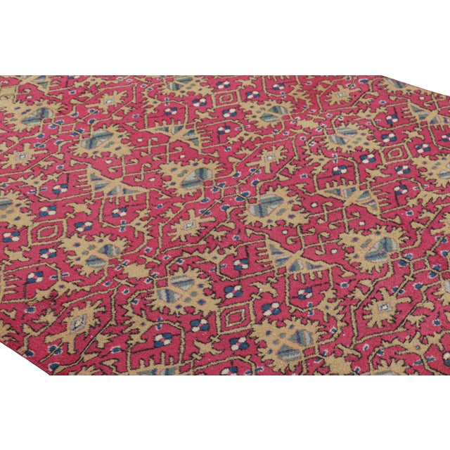 Hand-knotted in wool, this 5x8 vintage rug originating from Turkey, circa 1960-1970, is a very special piece, featuring a...