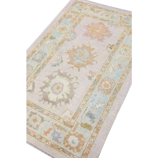 Orange Modern Turkish Oushak Rug 3'4" x 5'3" For Sale - Image 8 of 10