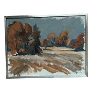 Knut Måsö, Red Autumn, 1950s, Oil Painting on Canvas, Framed For Sale