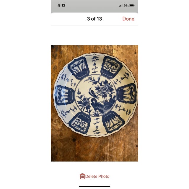 1960s Blue and White Floral Chinoiserie Bowl Large For Sale - Image 10 of 10