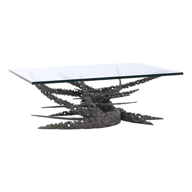 Daniel Gluck Mid Century Bronze Brutalist Swirl Coffee Table For Sale