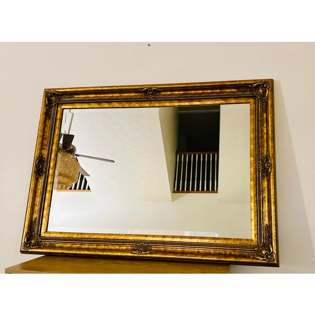 Large Vintage Louis XVI Style Ornate Giltwood Wall Mirror For Sale - Image 9 of 10