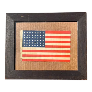 Vintage 48 Star American Flag 1940 in Vintage 1940 Oak Frame