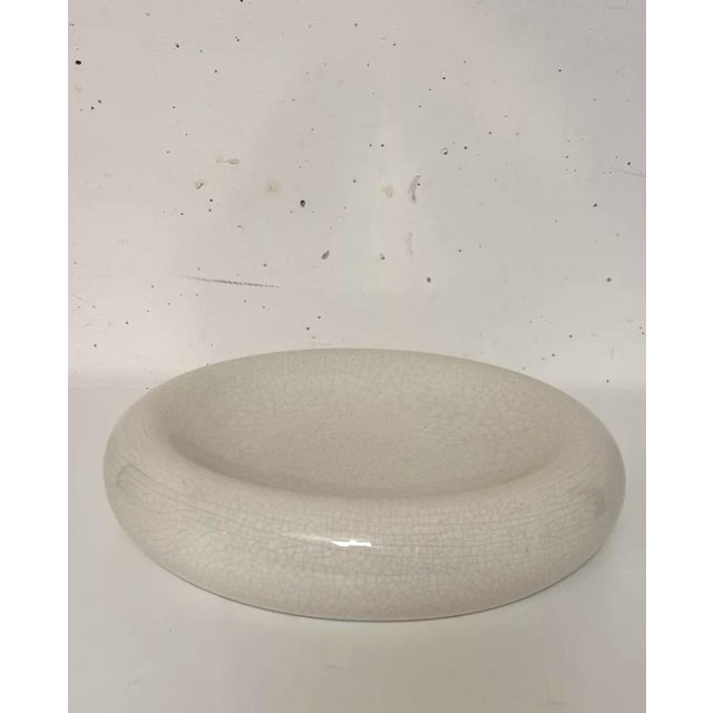 Large trinket tray, crackled ceramic dish circa 1980. Perfect condition.