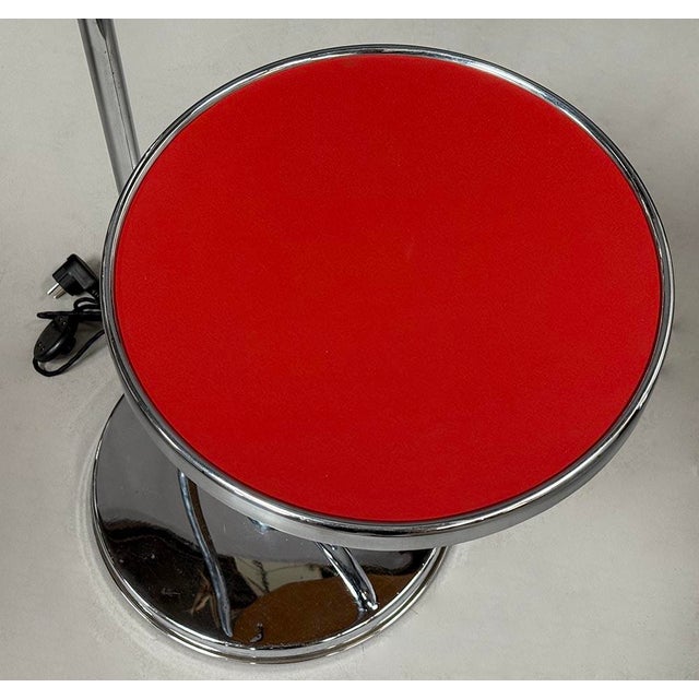 Chrome Floor Lamp with Side Table by Jindřich Halabala for Up Zavody, 1930s For Sale - Image 6 of 8