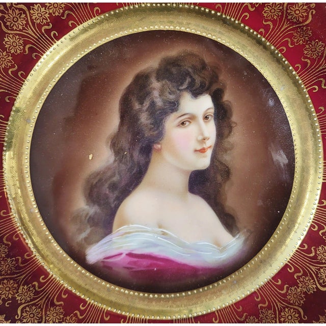 Pair Antique Austrian Royal Vienna Porcelain Portrait Plates For Sale - Image 9 of 12