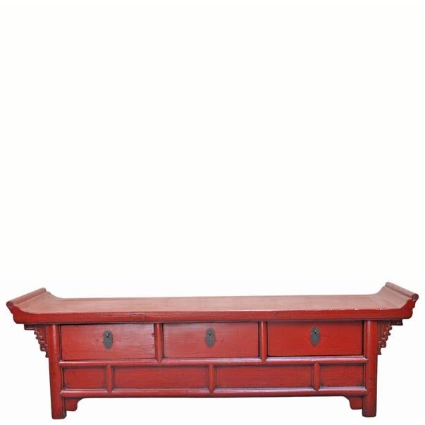 Low 17" Inch High Red Altar-Style Console or Sofa Back Table For Sale In Greensboro - Image 6 of 8