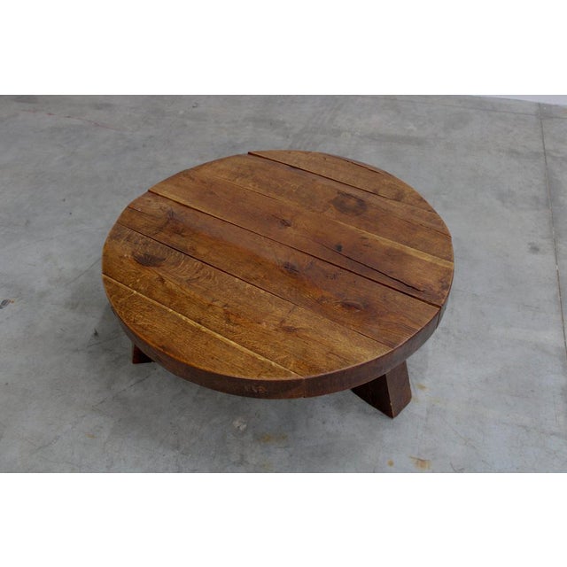 Rustic Oak Coffee Table, Netherlands, 1970s For Sale - Image 4 of 5