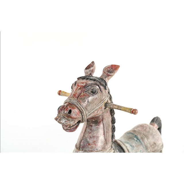 Antique Carved and Painted Wooden Rocking Horse For Sale - Image 10 of 16