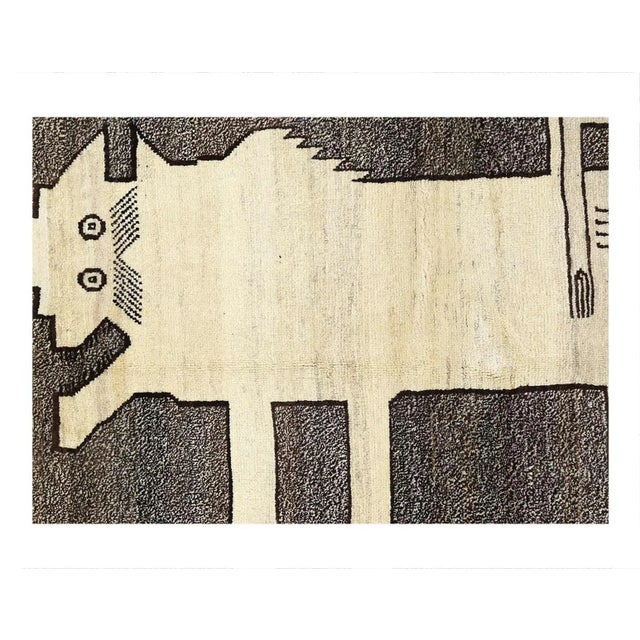 A modern Persian Shiraz small throw rug handmade during the 21st century with a pictorial design of a animal in gray...