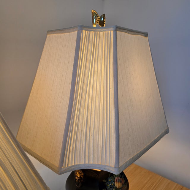 Late 20th Century Chelsea House Neoclassical Black Lacquer Painted Trophy Urn Table Lamps 32" - A Pair For Sale - Image 10 of 12
