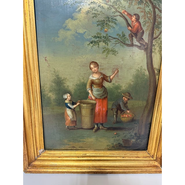 Pair, Continental School, 19th Century Dutch Taste Seasonal Genre Paintings For Sale - Image 4 of 14