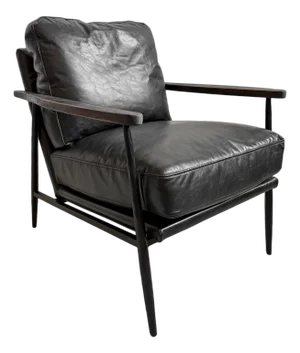 Charcoal Black Leather Club Chair