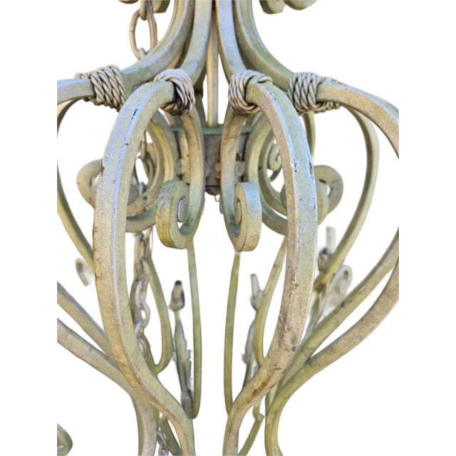 Wrought Iron Chadelier 12 Lights For Sale - Image 9 of 12