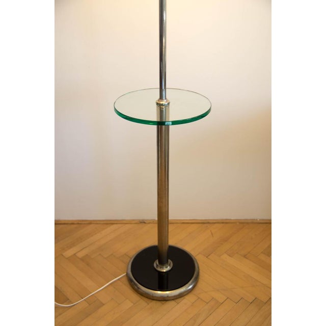 1930s Bauhaus Nickel and Glass Floor Lamp with Side Table, 1930s For Sale - Image 5 of 14