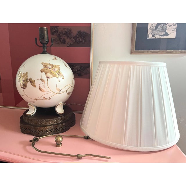 1940s Porcelain Floral Pearl Lamp & Shade by Rosenthal For Sale - Image 18 of 18